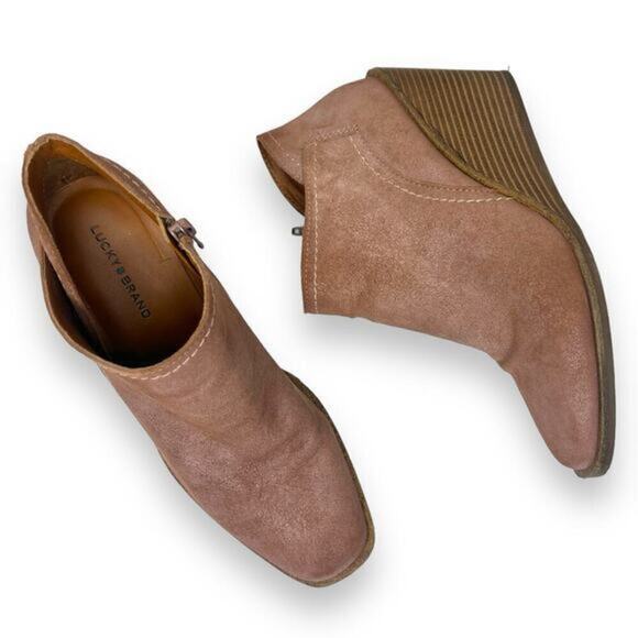 LUCKY BRAND Suede Macawi‎ Ankle Boot Side Zip Size 7.5 - Picture 1 of 11